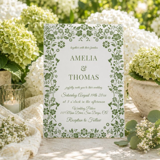 Zitrusgrüne Florale Hochzeit Einladung (Von Creator hochgeladen)
