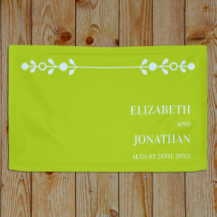 Zitrusgrüne und küstenblaue Hochzeit Banner