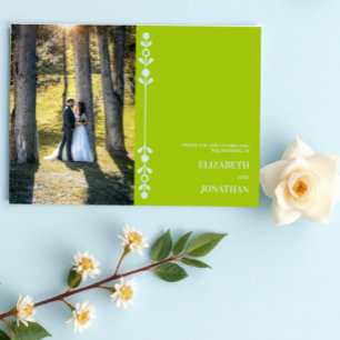 Zitrusgrüne und küstenblaue Hochzeit Dankeskarte