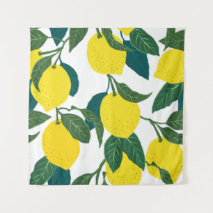 Zitrushandgezeichnetes Vintages Muster Wandteppich