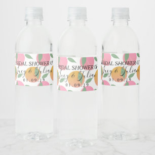 Zitrusorange Pfirsiche Obst Hochzeit Wasserflaschenetikett