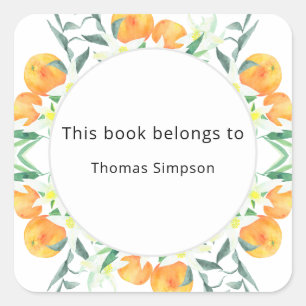 Zitrusorangen - Baby-Dusche Buchzeichen Quadratischer Aufkleber