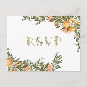 Zitrusorchester Boho Green Wedding RSVP Einladungspostkarte