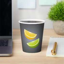 Zitruspapier-Cup mit Zitrone und Limonen Scheiben Pappbecher
