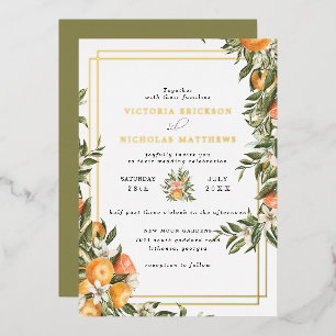 Zitrusplantage Boho-Botanische Hochzeitseinladun Folieneinladung