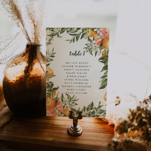 Zitrusplantage Boho Botanische Tischplatzkarte Tischnummer