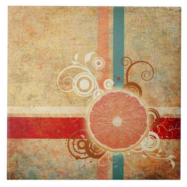 Zitrusscheibe Abstrakt Fliese (Vorderseite)