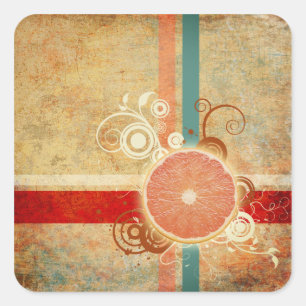 Zitrusscheibe Abstrakt Quadratischer Aufkleber