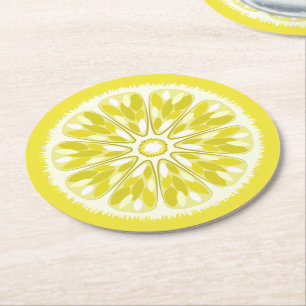 Zitrusscheiben Lemon Runder Pappuntersetzer