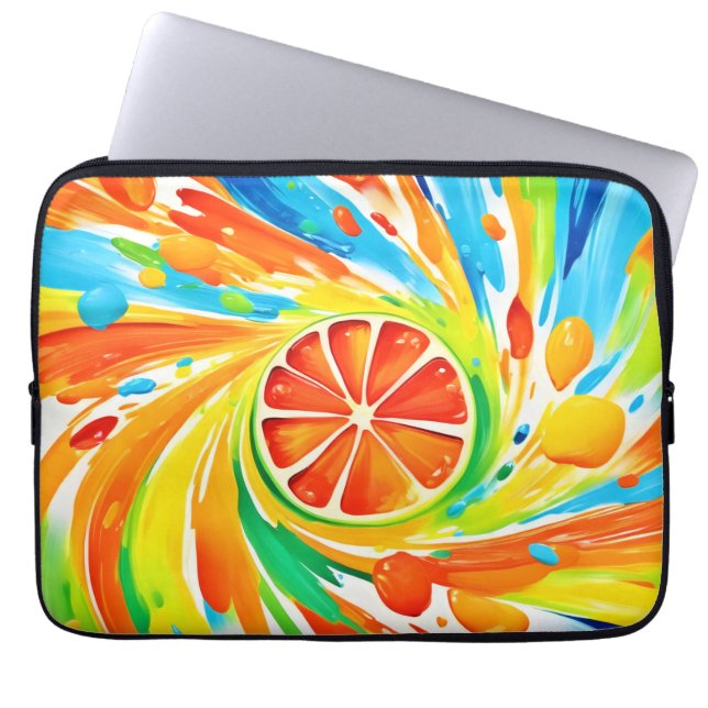 Zitruswirbeln Splash-Design Laptopschutzhülle (Vorderseite)