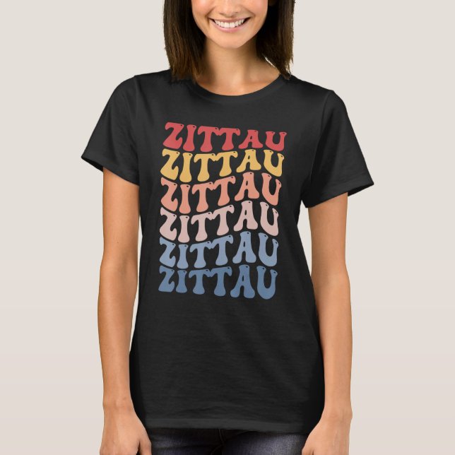 Zittau City Groovy Retro T-Shirt (Vorderseite)