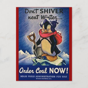 Zitter nicht nächsten Winter Vintage WW2 Postkarte