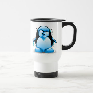 Zitterndes kaltes blaues Tux Reisebecher