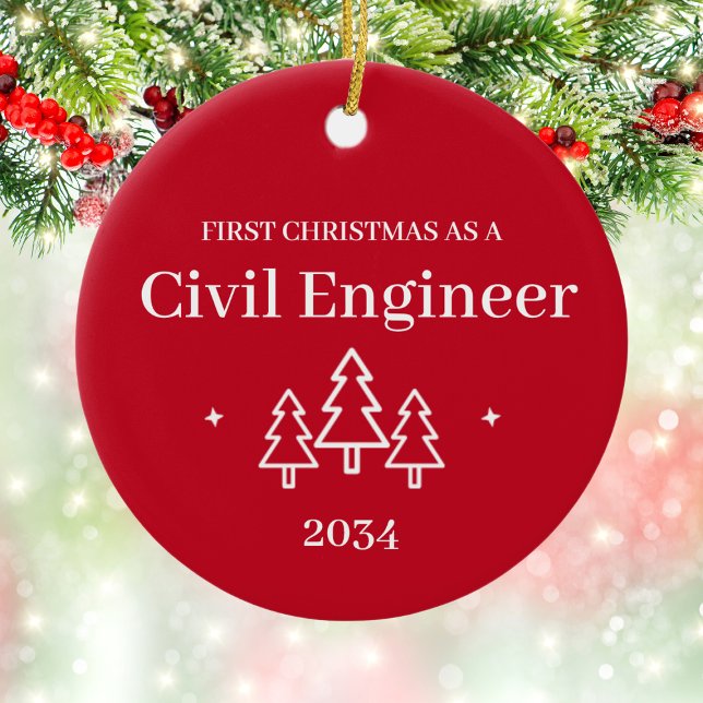Zivil Engineer Abschluss 1. Weihnachtsdekoration Keramik Ornament (Civil Engineer Graduation 1st Christmas Ornament
)