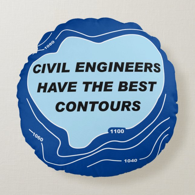 Zivil Engineer Blue Contours Rundes Kissen (Vorderseite)
