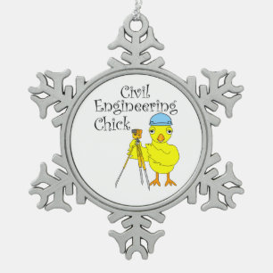 Zivil Engineering Chick Schneeflocken Zinn-Ornament
