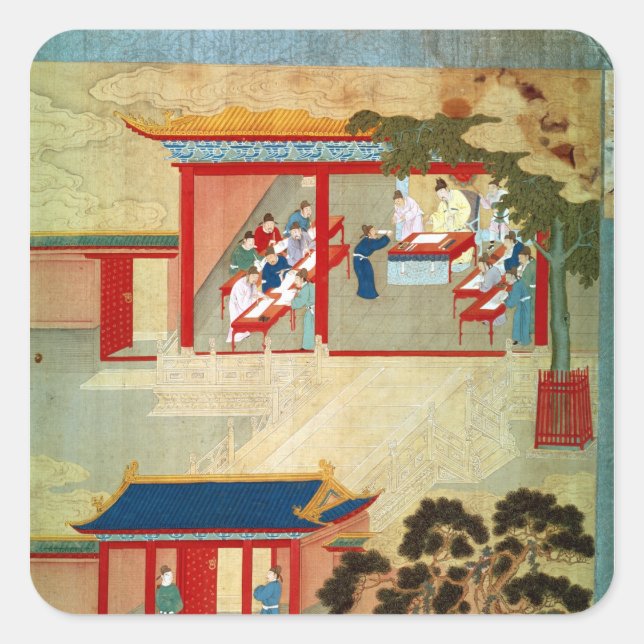 Zivil-Service-Prüfung unter Kaiser Jen Tsung Quadratischer Aufkleber (Vorderseite)