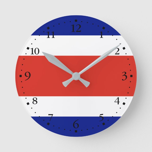 Zivile Flagge Costa Ricas Runde Wanduhr (Vorderseite)