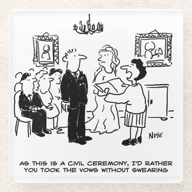 Zivile Hochzeitsfeier in einer Kanzlei Glasuntersetzer (Vorderseite)