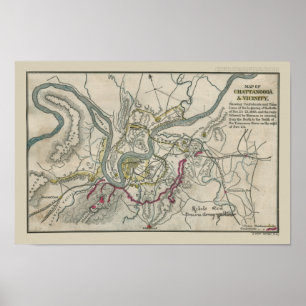 Zivile Kriegskarte Chattanooga und Vicinity Poster
