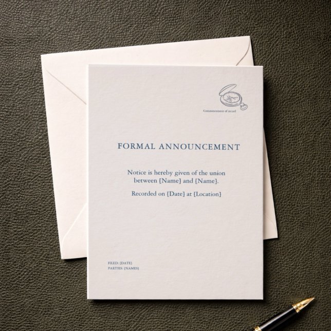 Zivile Trauung | Nicht-traditionelle Hochzeitsanze Einladung (Civil Ceremony Announcement Card )