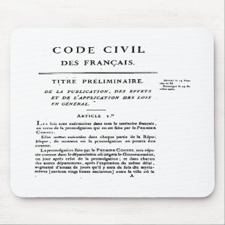 Ziviler Code von 1. Seite Frankreichs druckte auf Mousepad