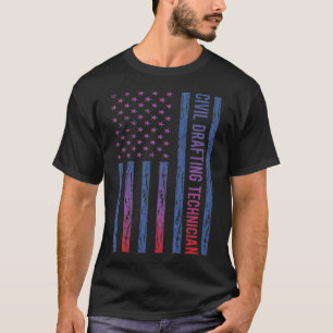 Ziviler Drafting-Techniker unter der Flagge von Bl T-Shirt