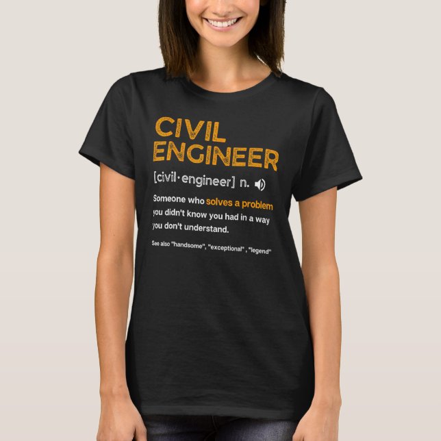 Ziviler Ingenieur Funny Definition Engineering T-Shirt (Vorderseite)
