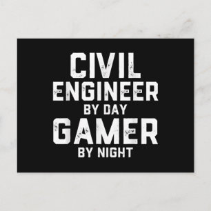 Ziviler Ingenieur für TagesGamer nach Nachtingenie Postkarte