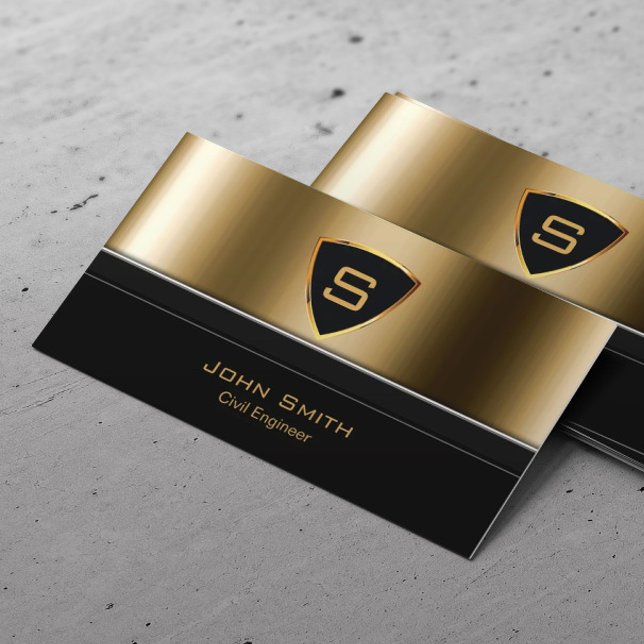 Ziviler Ingenieur Royal Gold Shield Monogram Visitenkarte (Von Creator hochgeladen)
