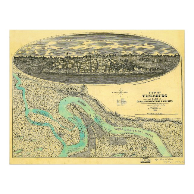 Ziviler Krieg Era Karte von Vicksburg Mississippi  Fotodruck (Vorne)