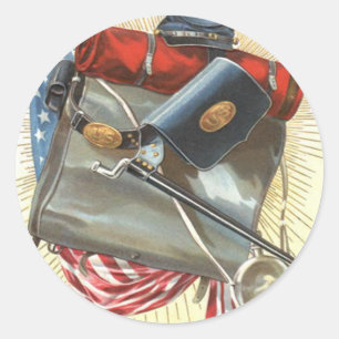 Ziviler Krieg US-Flagge Bayonet Canteen Runder Aufkleber
