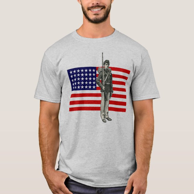 Ziviler Kriegs-Soldat mit Gewerkschafts-Flagge T-Shirt (Vorderseite)