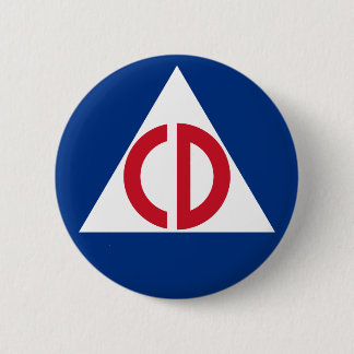 Ziviles Verteidigungs-Logo-Vintages Symbol Button