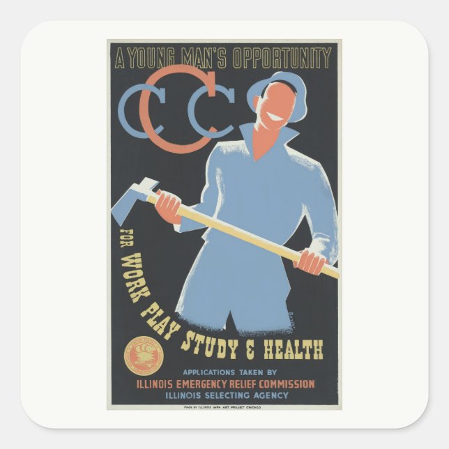 Zivilschutzkorp: Arbeitsspielstudie Gesundheit Quadratischer Aufkleber (Vorderseite)