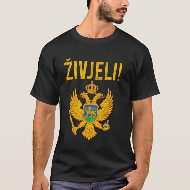 Zivjeli Montenegrin Flaggenpreis Vintages Monteneg T-Shirt (Vorderseite)