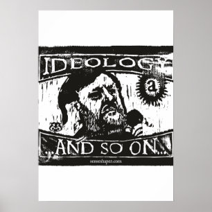 Zizek Holzschnitt, Ideologie und so weiter, Schwar Poster