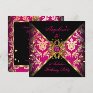 ZIZZAGO DESIGN Fabelhafte 50 Pink Gold Damast Part Einladung