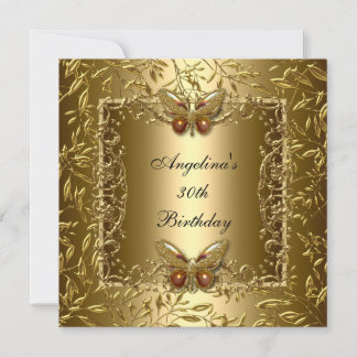 Zizzago Elegant 30. Geburtstag Butterfly Gold Einladung