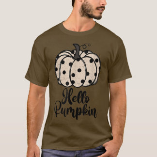Zj4w Hello Pumpkin White Pumpkin Herbst Danke T-Shirt