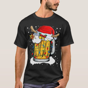 zjbR Bier Tasse Rentier Weihnachtsfest Party Merry T-Shirt