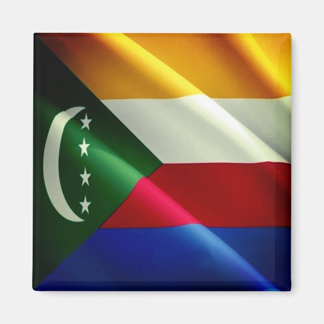zKM002 COMOROS, Waving Flag, Afrika, Kühlschrank Magnet (Vorne)