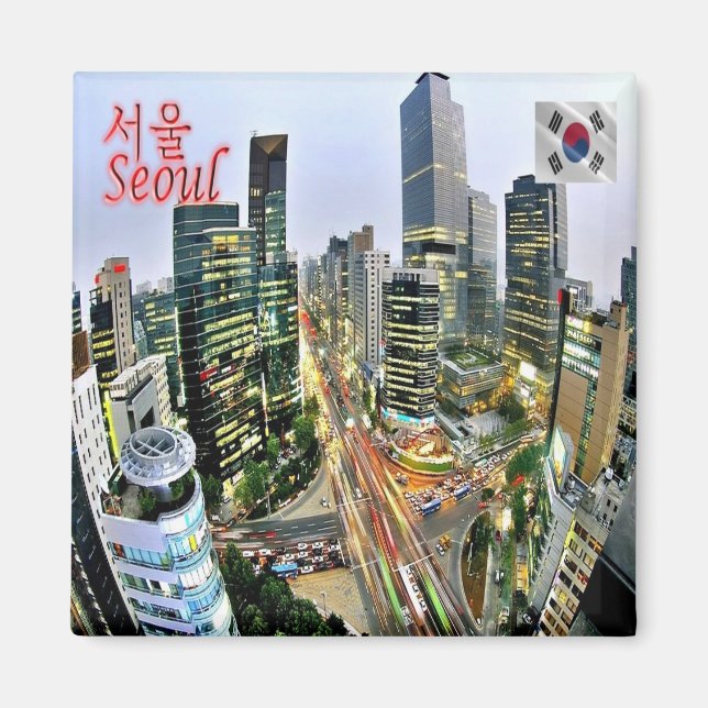 zKR006 SEOUL Panorama, Südkorea, Kühlschrank Magnet (Vorne)