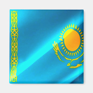 zKZ002 Kasachische Waving FLAG Kasachstan, Kühlsch Magnet