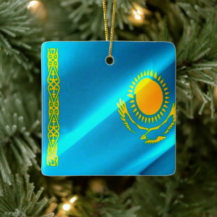 zKZ002 Kasachstan schwänzt FLAG Kasachstan, Keramikornament