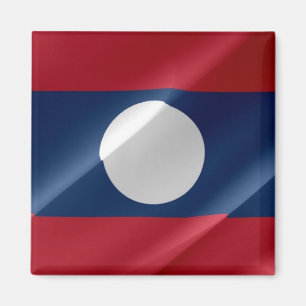 zLA002 schwingende FLAG LAOS, Kühlschrankmagnet Magnet