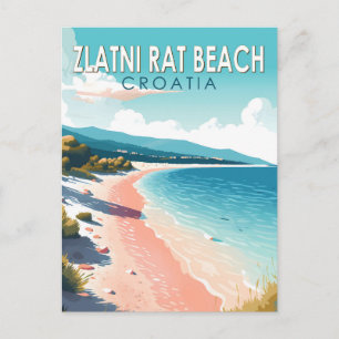 Zlatni Rat Beach Kroatien Reisen Vintag Postkarte