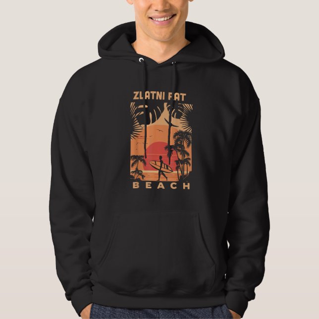 Zlatni Rat Strand Sonnenuntergang Sommerurlaub Vin Hoodie (Vorderseite)