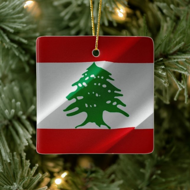 zLB002 wachend libanesischer FLAG Libanon, Keramikornament (Baum)