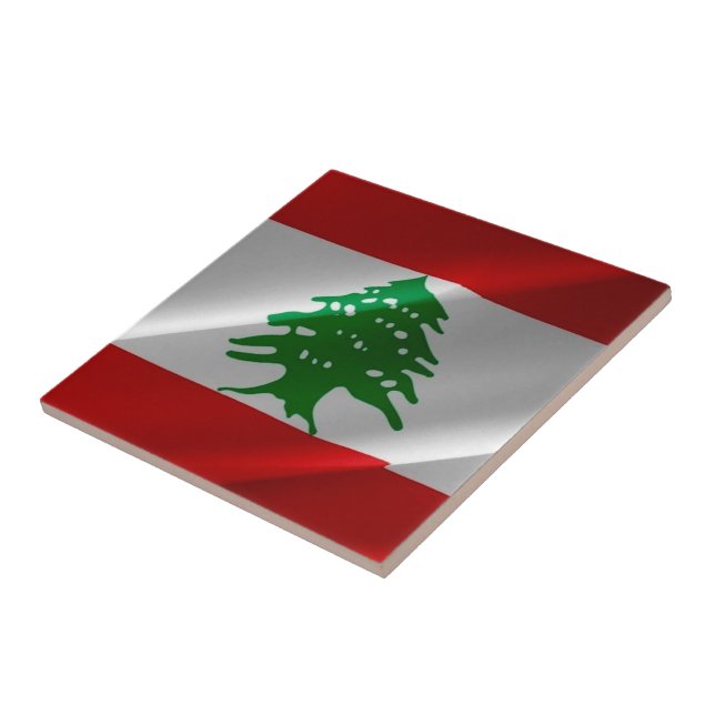 zLB002 winkende libanesische Flagge Libanon, Fliese (Seite)